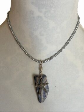 Coastal Starfish Pendant Necklace on Silver Bead Chain – Beachy Boho Jewelry